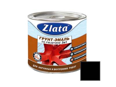 Грунт-Эмаль ПО РЖАВЧИНЕ черный 2,6кг (6) Zlata, рис. 1