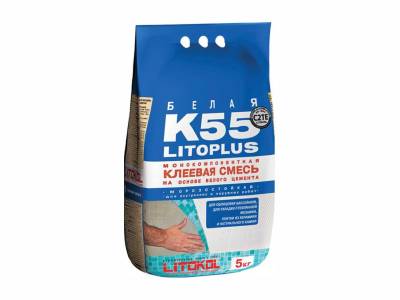 Клей для мозаики, керамогранита, камня, наружных работ K55 LitoPlus LITOKOL 5кг , рис. 1